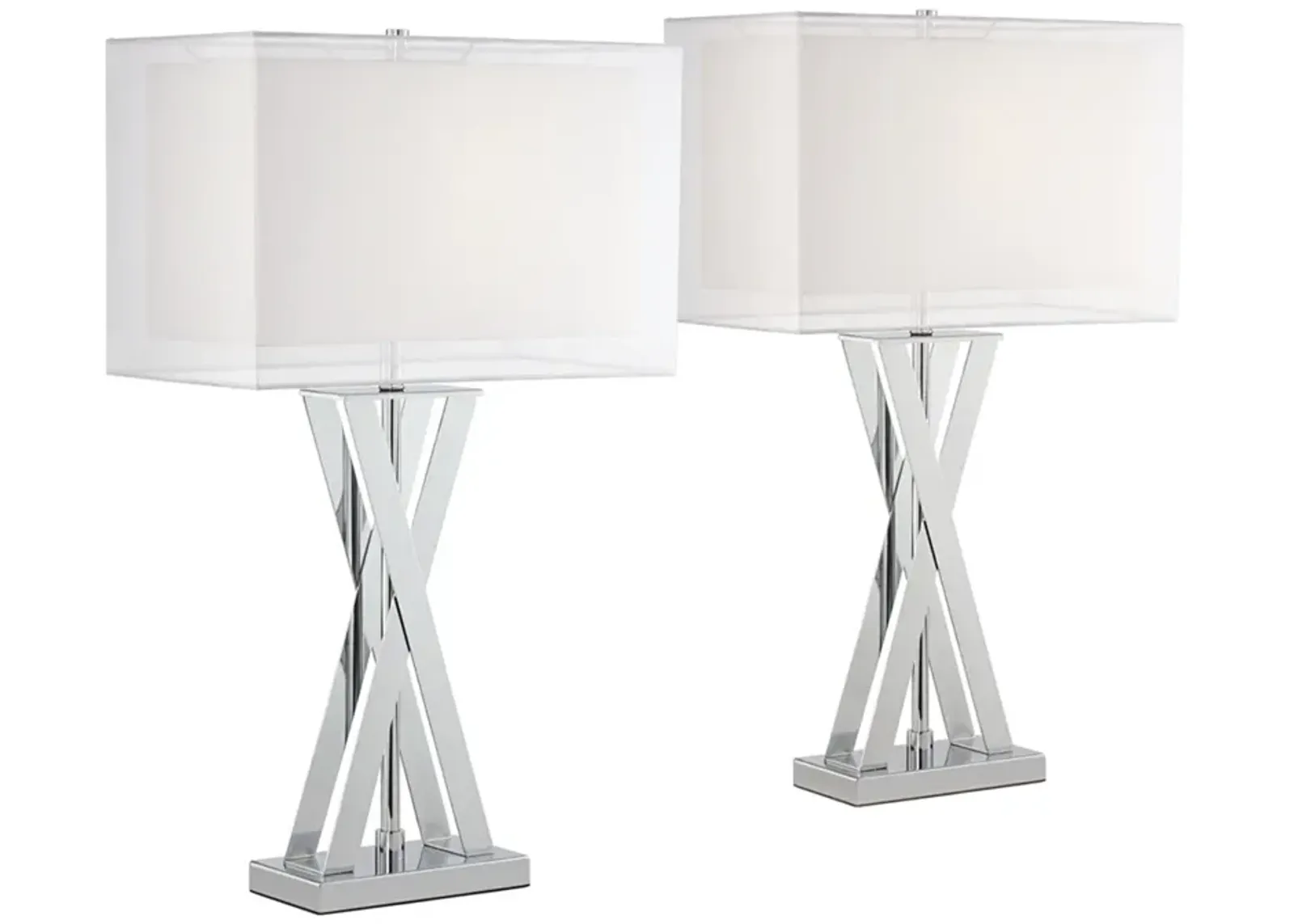 Possini Euro Proxima 28" Chrome X-Shaped Modern Table Lamps Set of 2