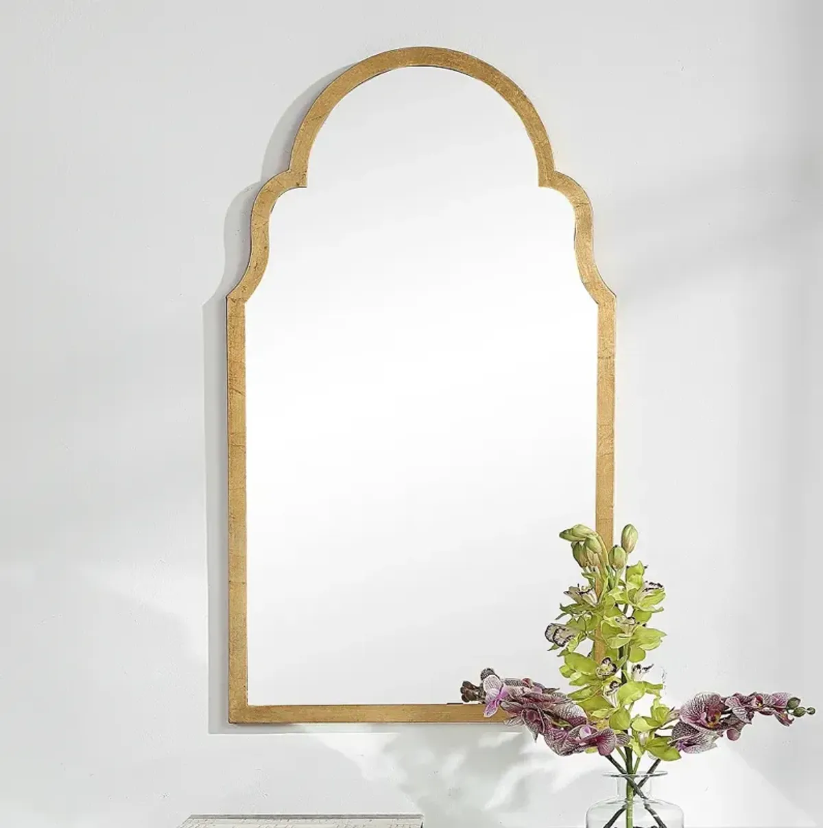 Noble Park Quinn Gold 21" x 37" Arch Top Wall Mirror