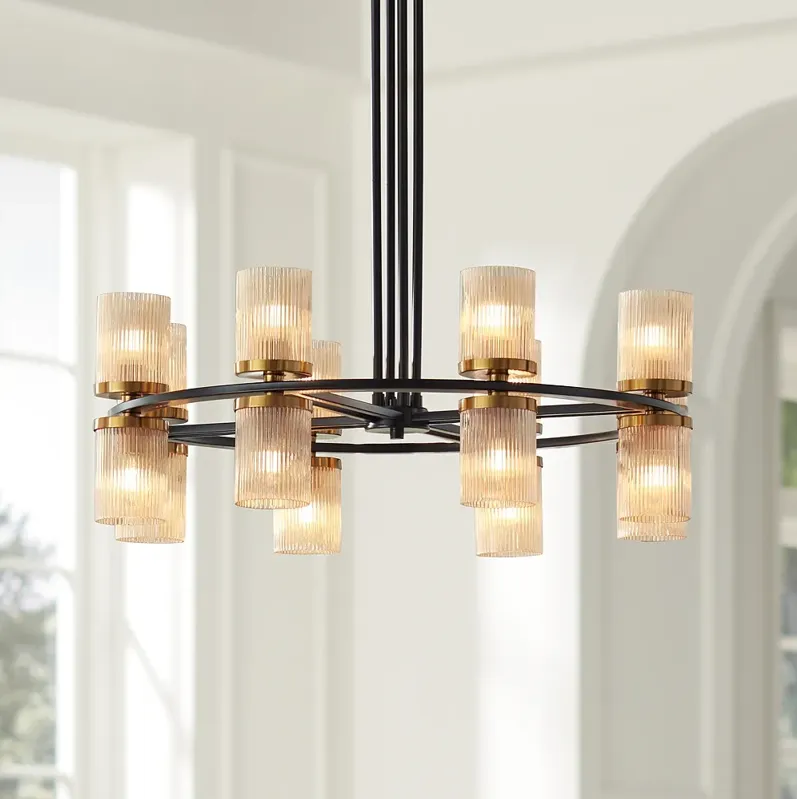 Stiffel Palais 35 1/2" Modern Matte Black Brass 16-Light Chandelier