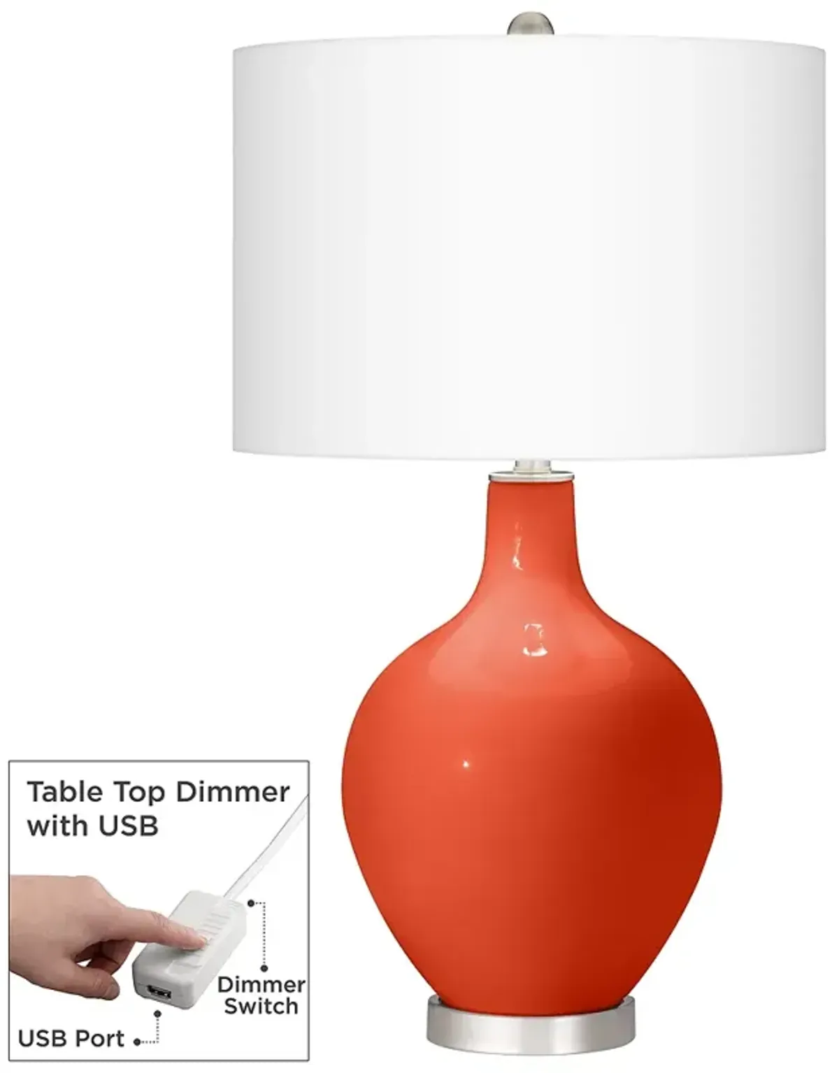 Color Plus Ovo 28 1/2" Daredevil Orange Table Lamp with USB Dimmer