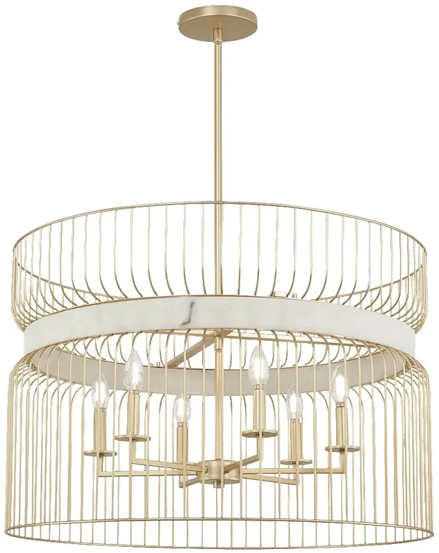 Minka-Lavery Park Slope by Robin Baron 6-Light Nouveau Gold Pendant