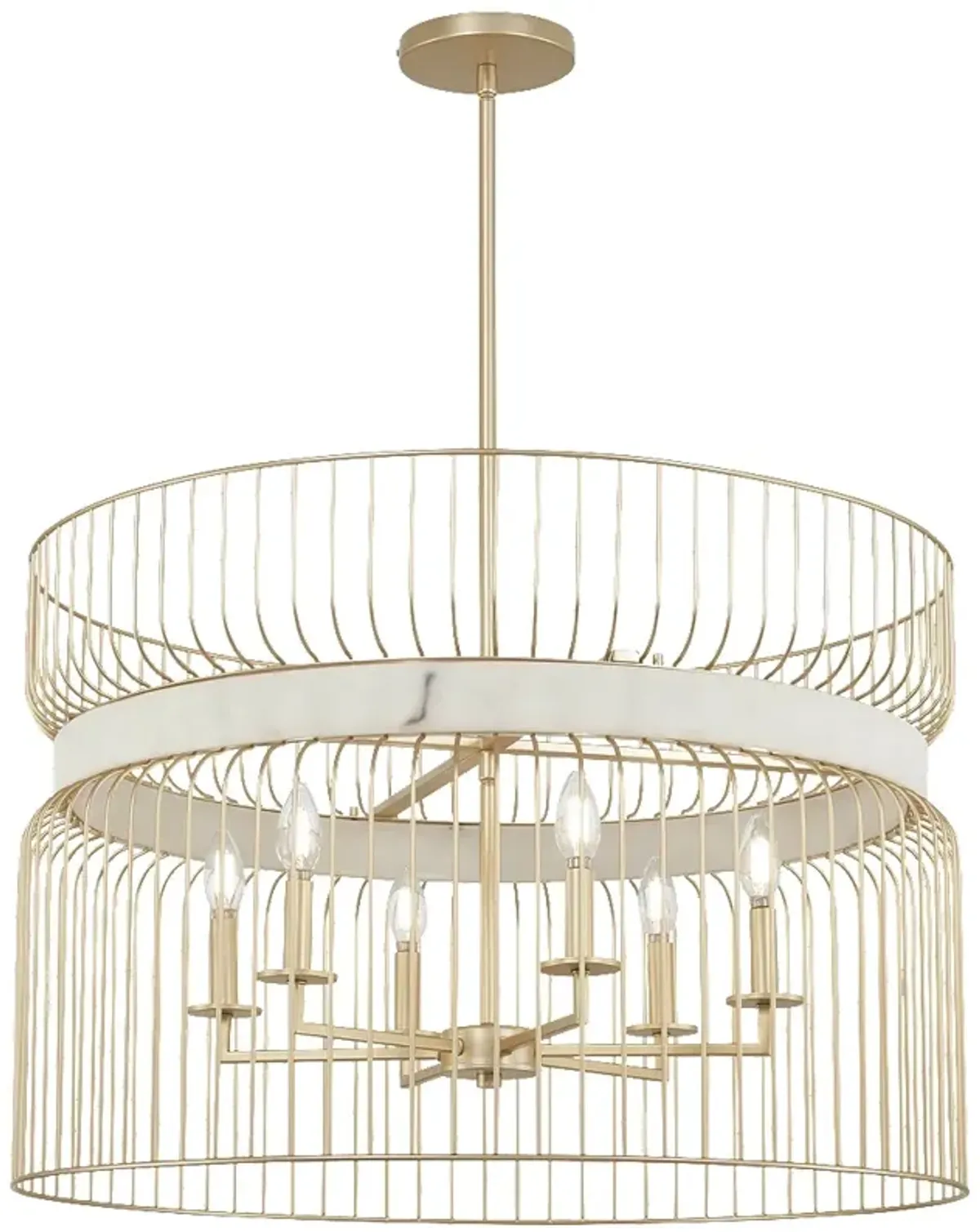 Park Slope 30" Wide Nouveau Gold 6-Light Pendant