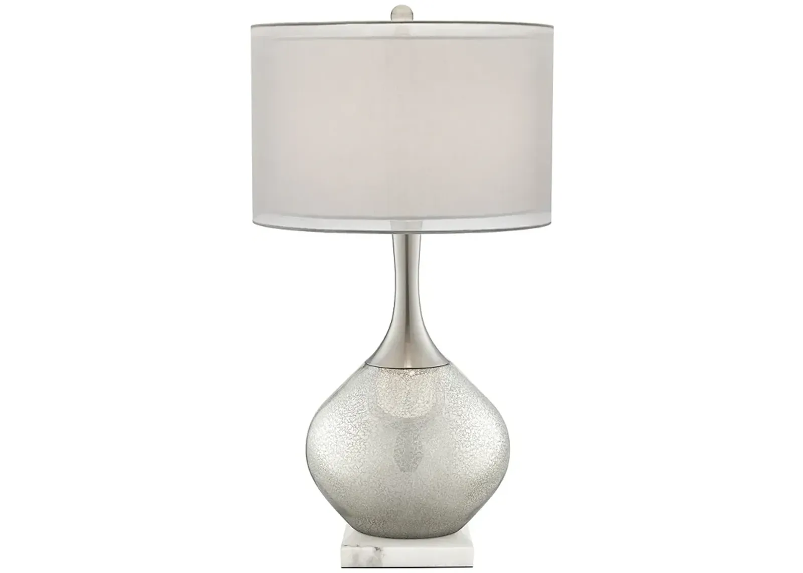 Possini Euro Swift Mercury Glass Table Lamp with Square White Marble Riser