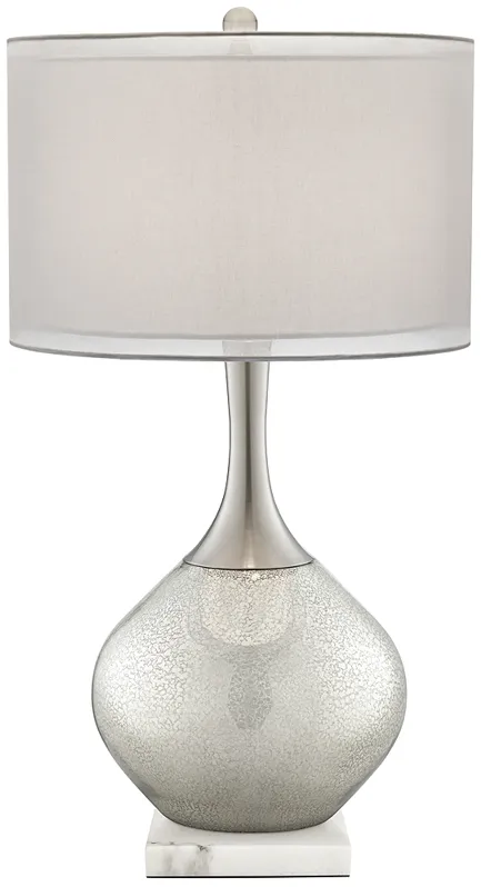 Possini Euro Swift Mercury Glass Table Lamp with Square White Marble Riser