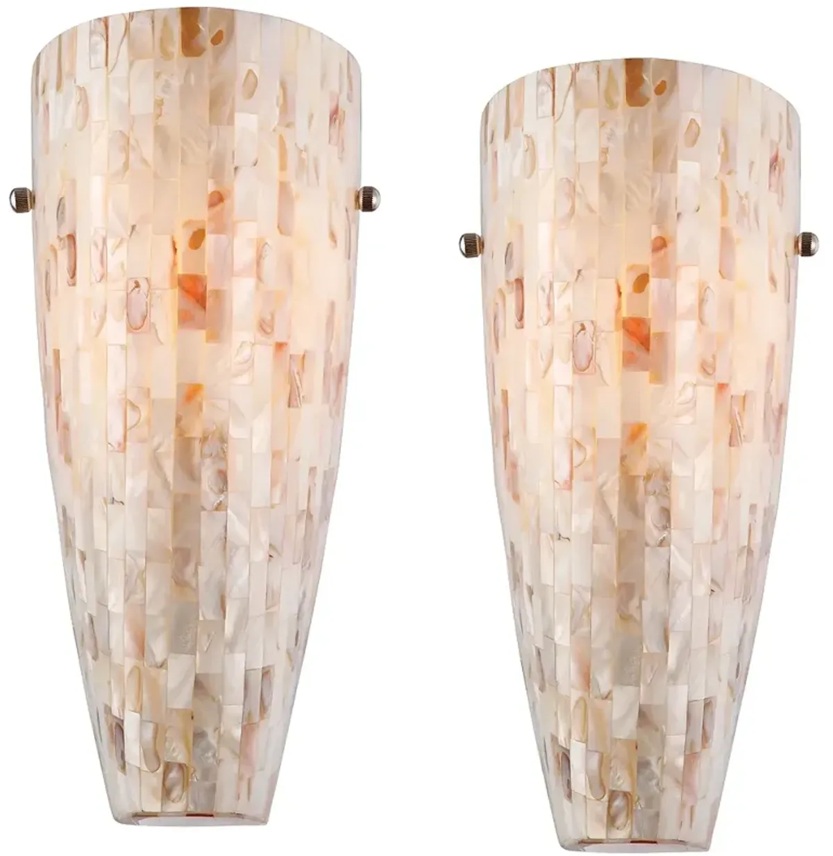 Possini Euro 11 3/4" High Mother of Pearl Mosaic Wall Sconces Set of 2