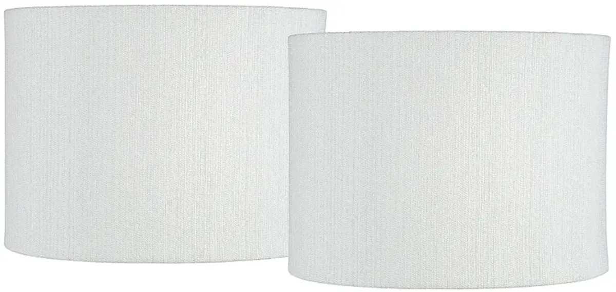 White Weave Set of 2 Drum Lamp Shades 15x15x11 (Spider)