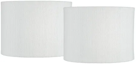 White Weave Set of 2 Drum Lamp Shades 15x15x11 (Spider)