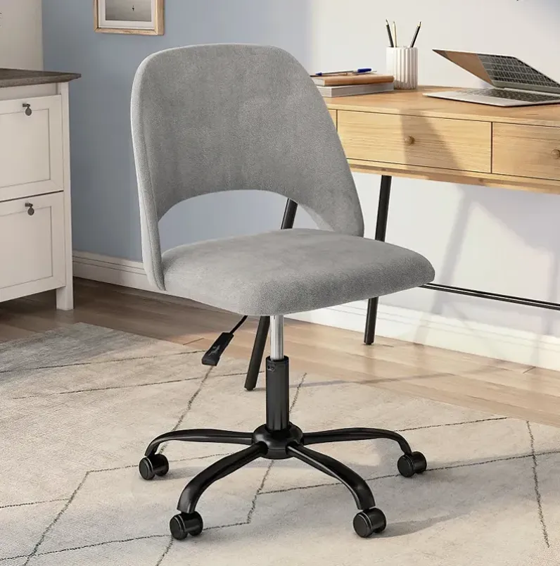 Alby Gray Velvet Adjustable Swivel Office Chair