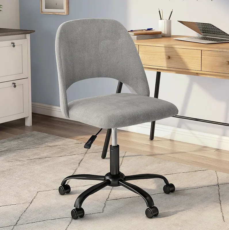 Alby Gray Velvet Adjustable Swivel Office Chair