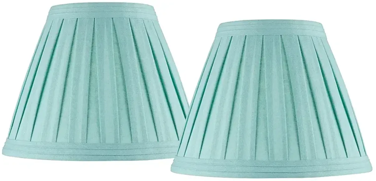Turquoise Set of 2 Pleat Empire Lamp Shades 7x14x11 (Spider)