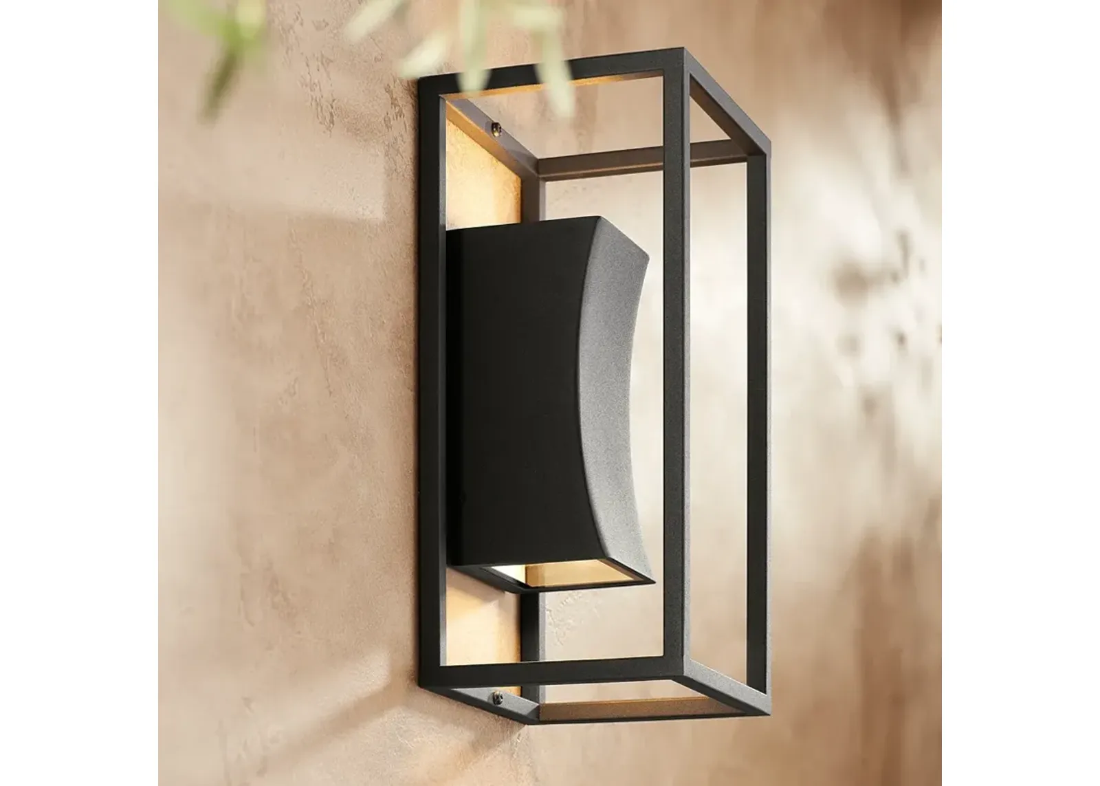 Possini Euro Kell 14" Textured Black Box LED Up and Down Wall Light