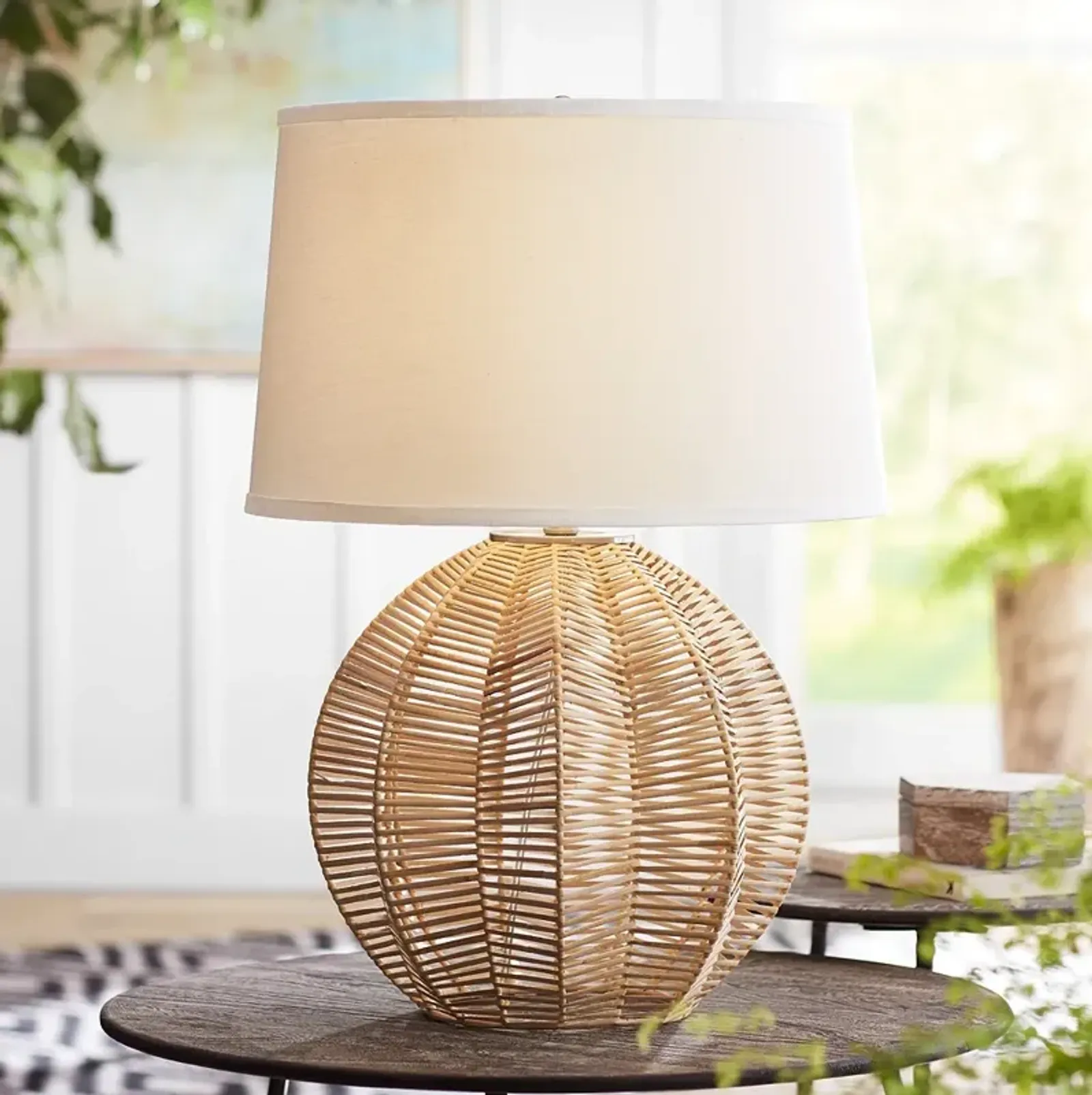 Boca Natural Rattan Ball Table Lamp