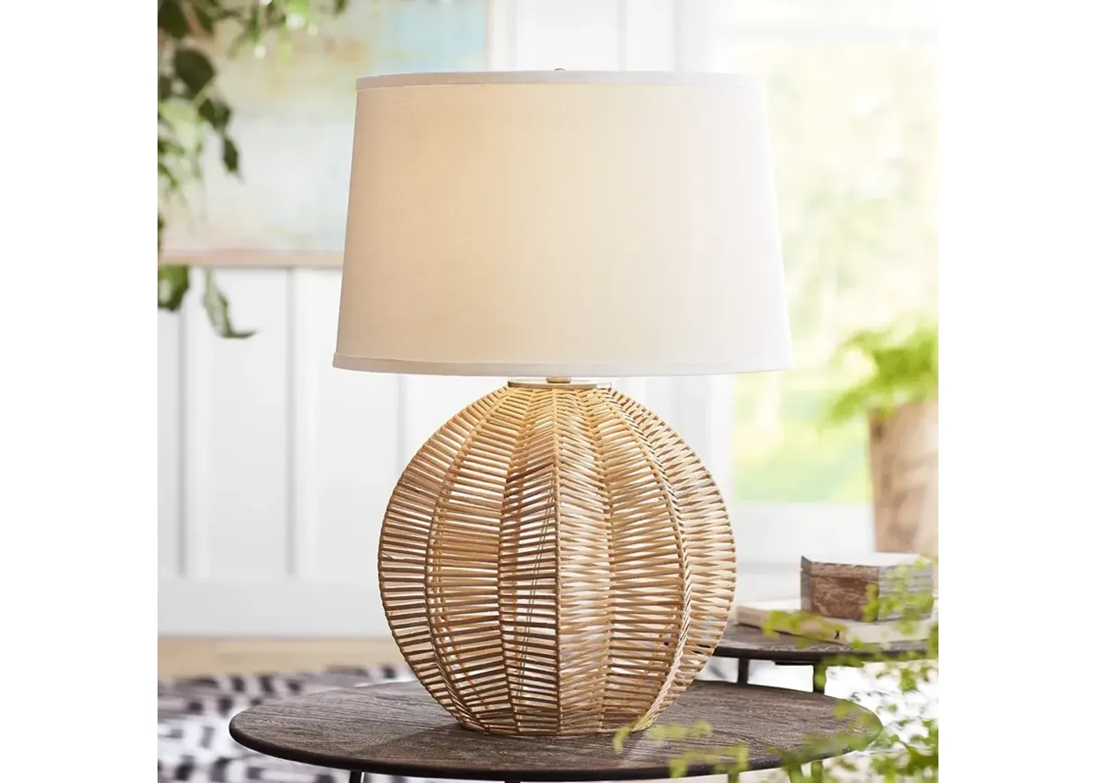 Boca Natural Rattan Ball Table Lamp