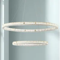 Possini Euro Wainwright 48" Modern LED Crystal Double Ring Pendant
