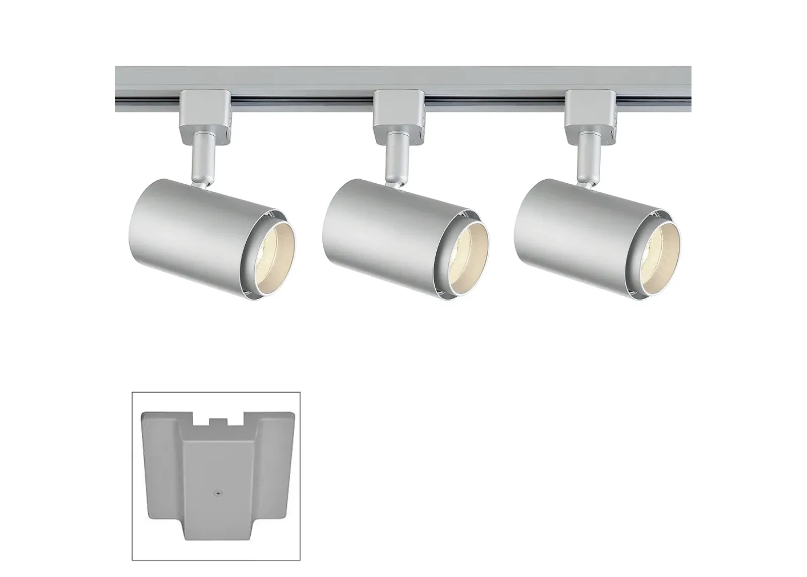 3-Light Silver Cylinder 10W LED Floating Canopy Track Kit