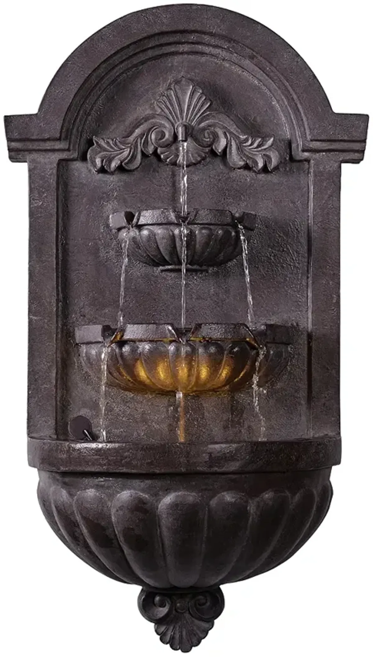 San Pablo 34 1/4" High Plum Bronze Outdoor LED Wall Fountain