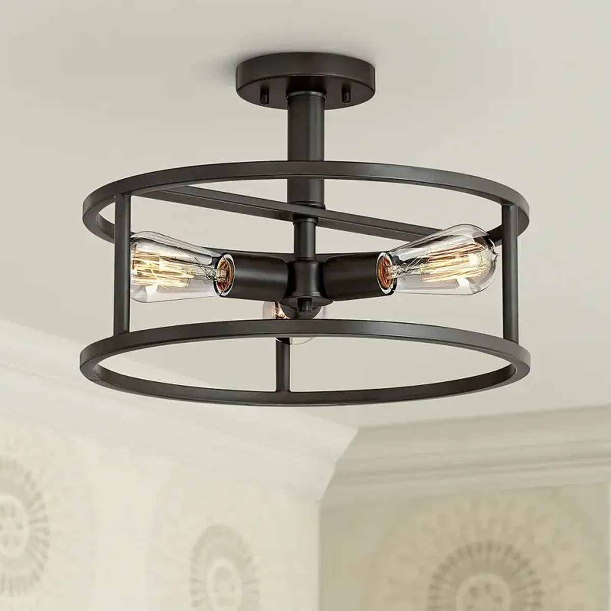 Quoizel New Harbor 15"W Western Bronze 3-Light Ceiling Light