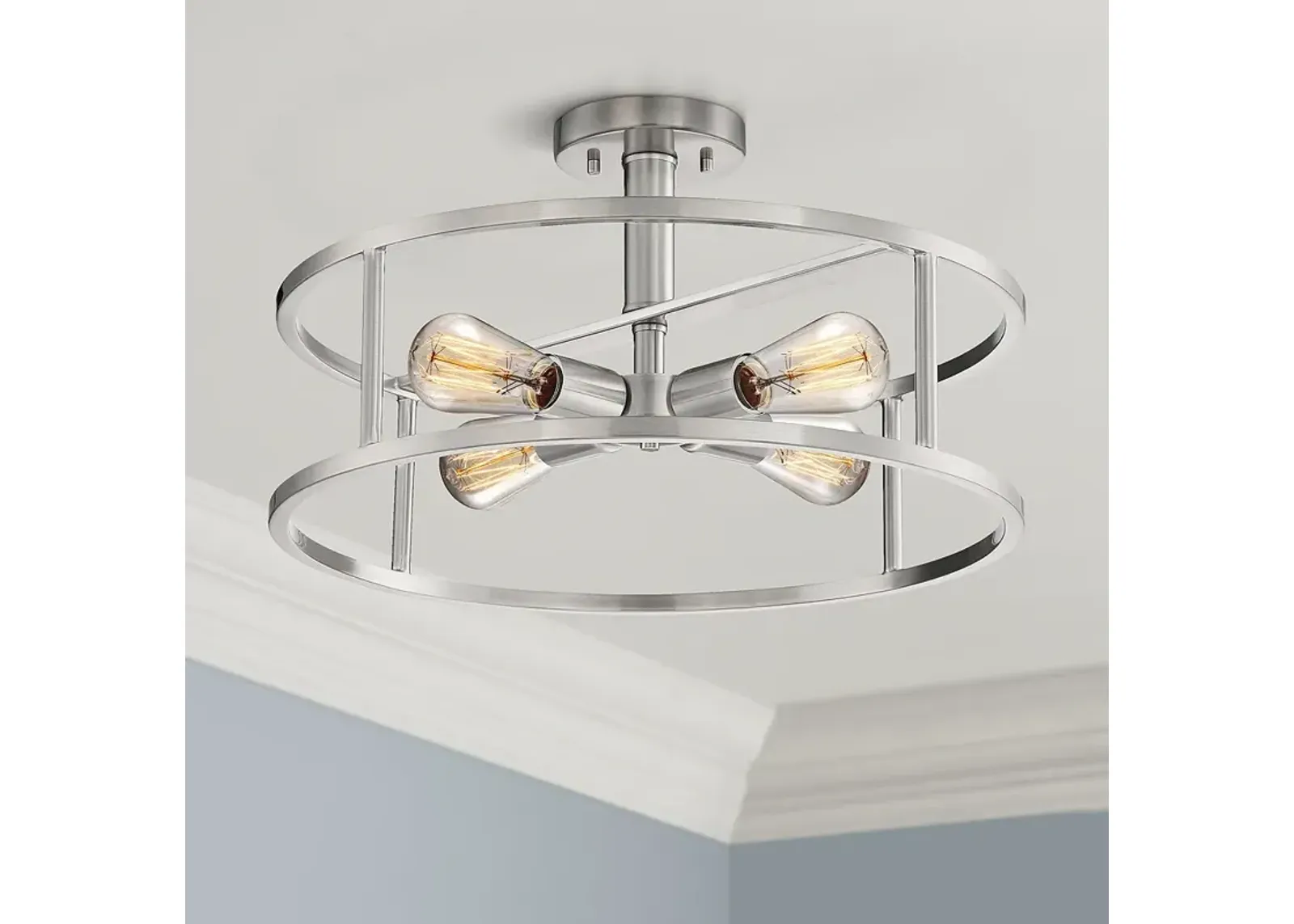 Quoizel New Harbor 18"W Brushed Nickel 4-Light Ceiling Light