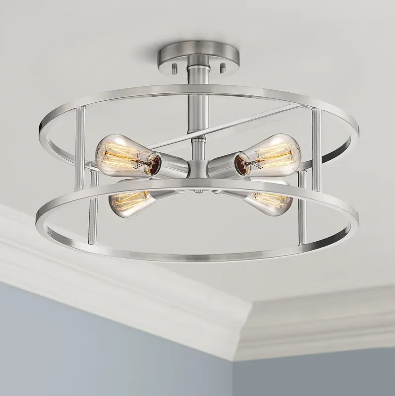 Quoizel New Harbor 18"W Brushed Nickel 4-Light Ceiling Light