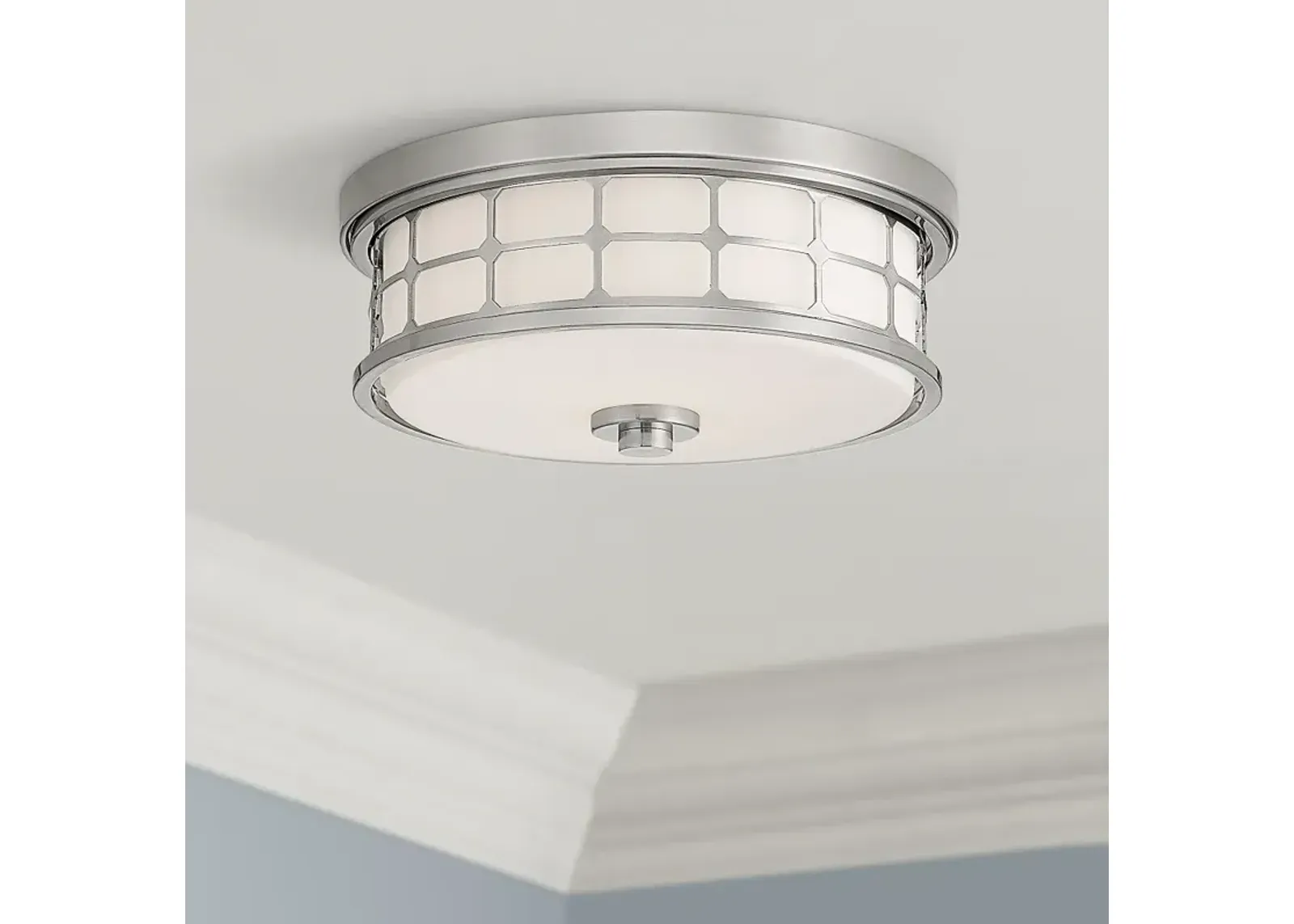 Quoizel Guardian 13 1/2" Wide Brushed Nickel Ceiling Light