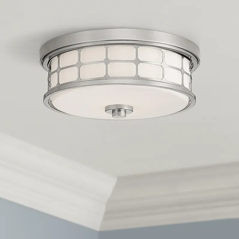 Quoizel Guardian 13 1/2" Wide Brushed Nickel Ceiling Light