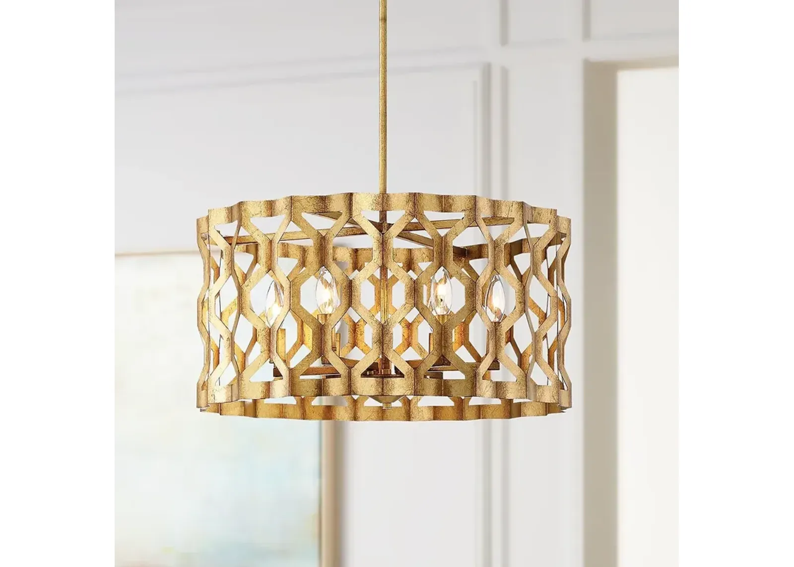 Metropolitan Coronade 22" Wide 6-Light Gold Leaf Pendant Light