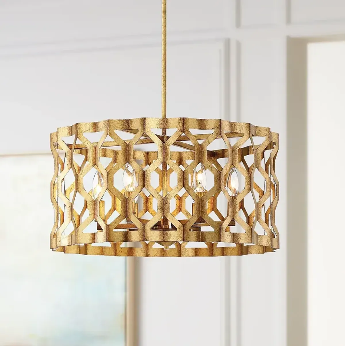 Metropolitan Coronade 22" Wide 6-Light Gold Leaf Pendant Light