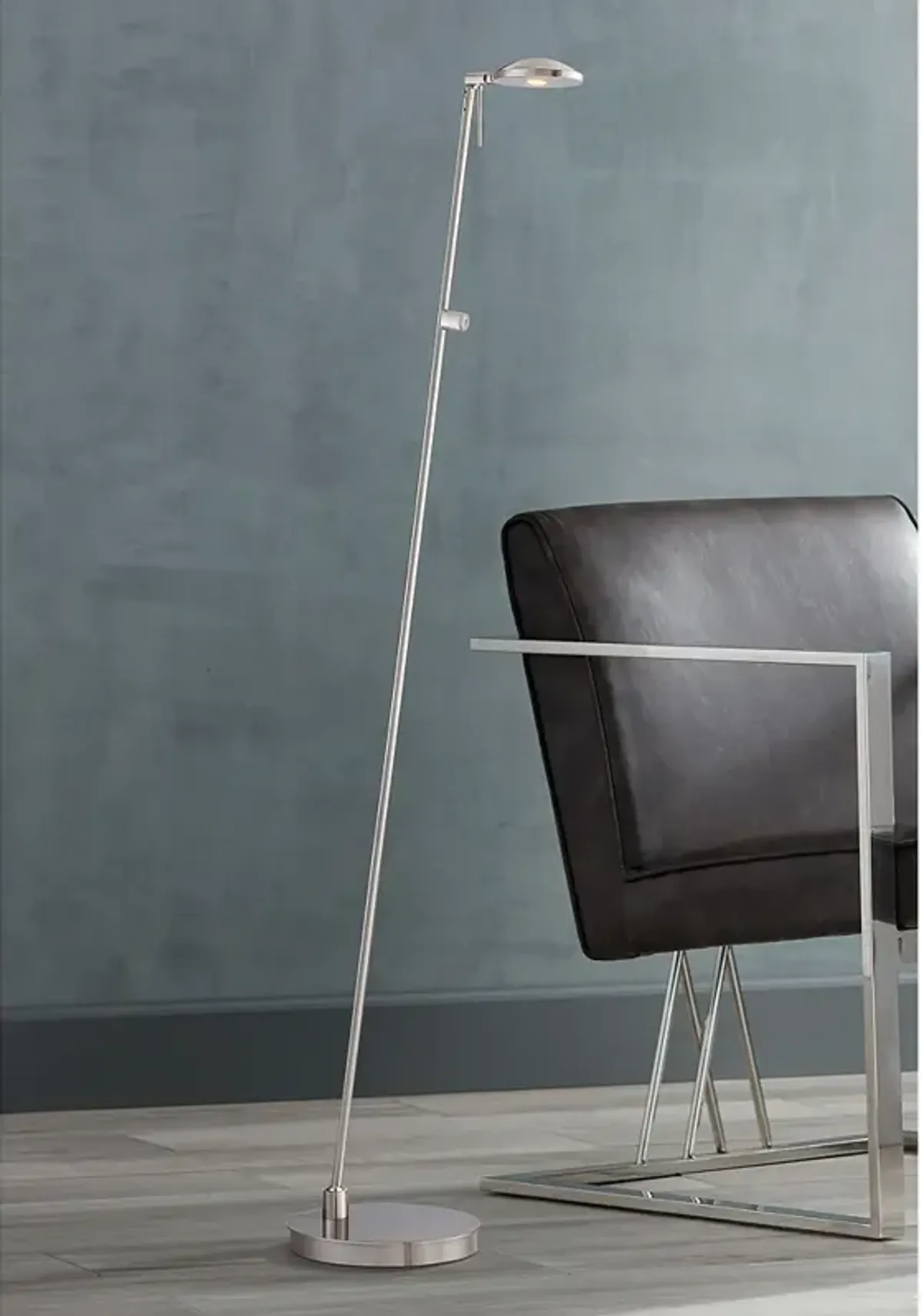 George's Reading Room Brushed Nickel LED Pharmacy Floor Lamp