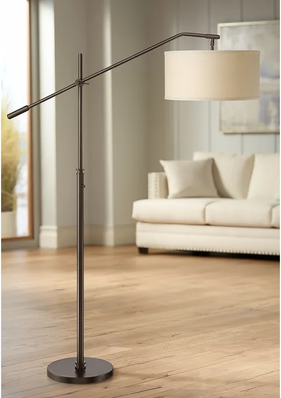 Possini Euro Holden Adjustable Height Oil-Rubbed Bronze Boom Arm Floor Lamp