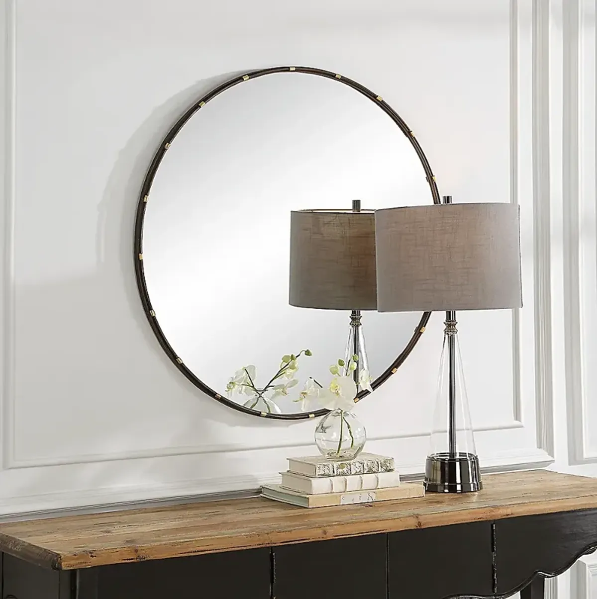 Noble Park Monier Bronze 35" Round Wall Mirror