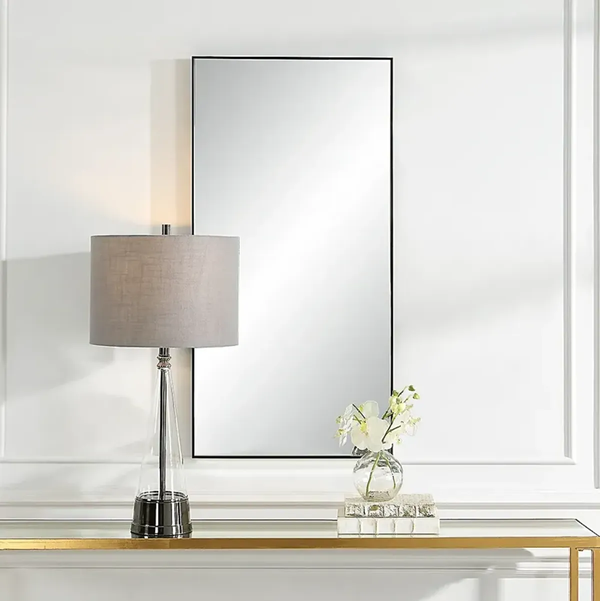 Noble Park Reid Black 20" x 40" Rectangular Wall Mirror