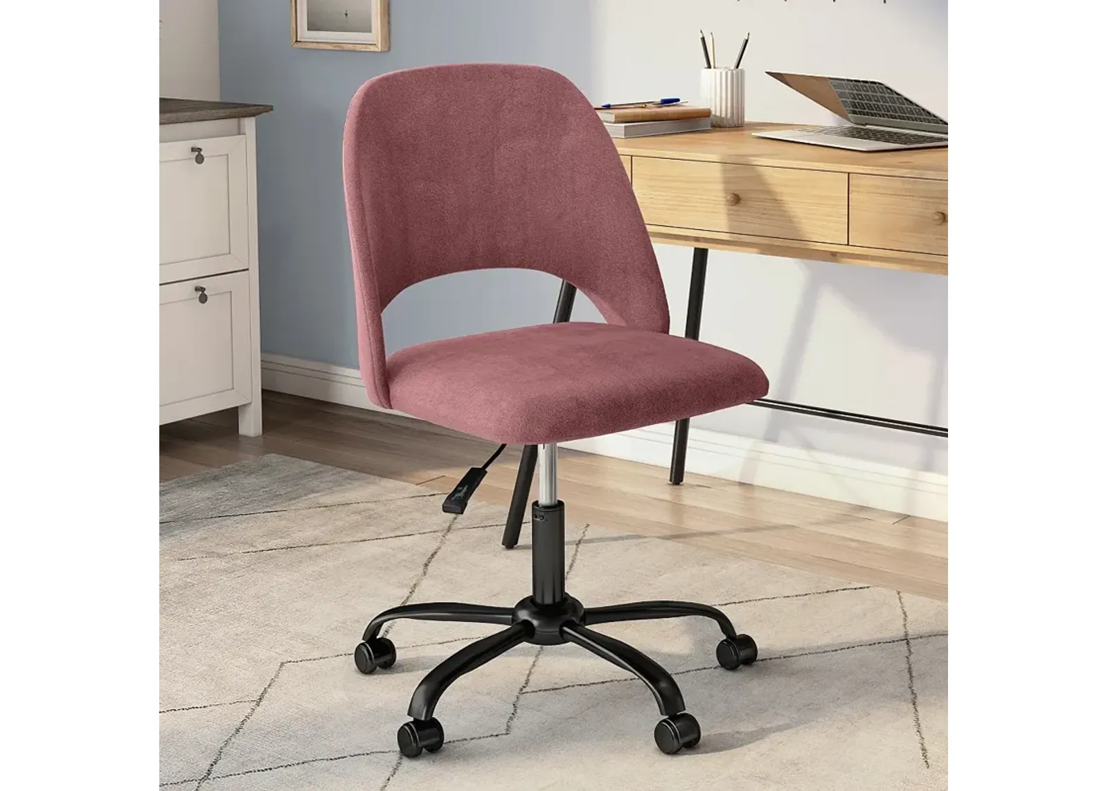 Alby Rose Velvet Adjustable Swivel Office Chair