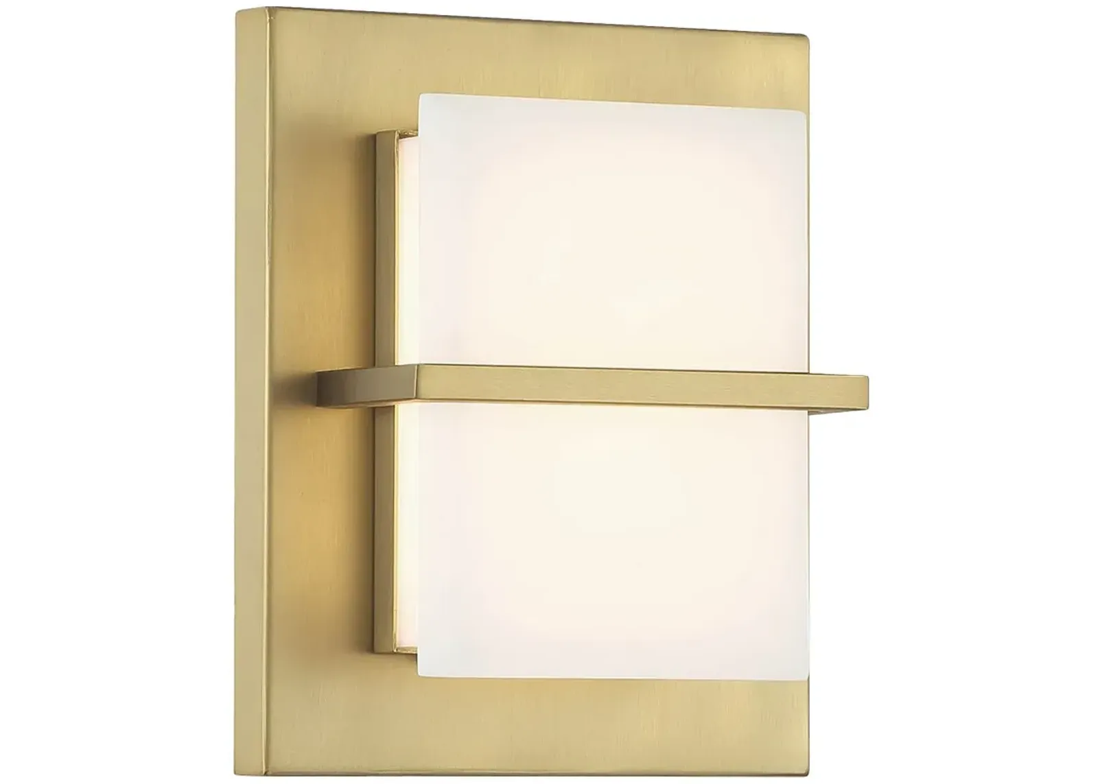 Minka Lavery Tarnos LED 8-in Soft Brass Wall Sconce with Alabaster Shade