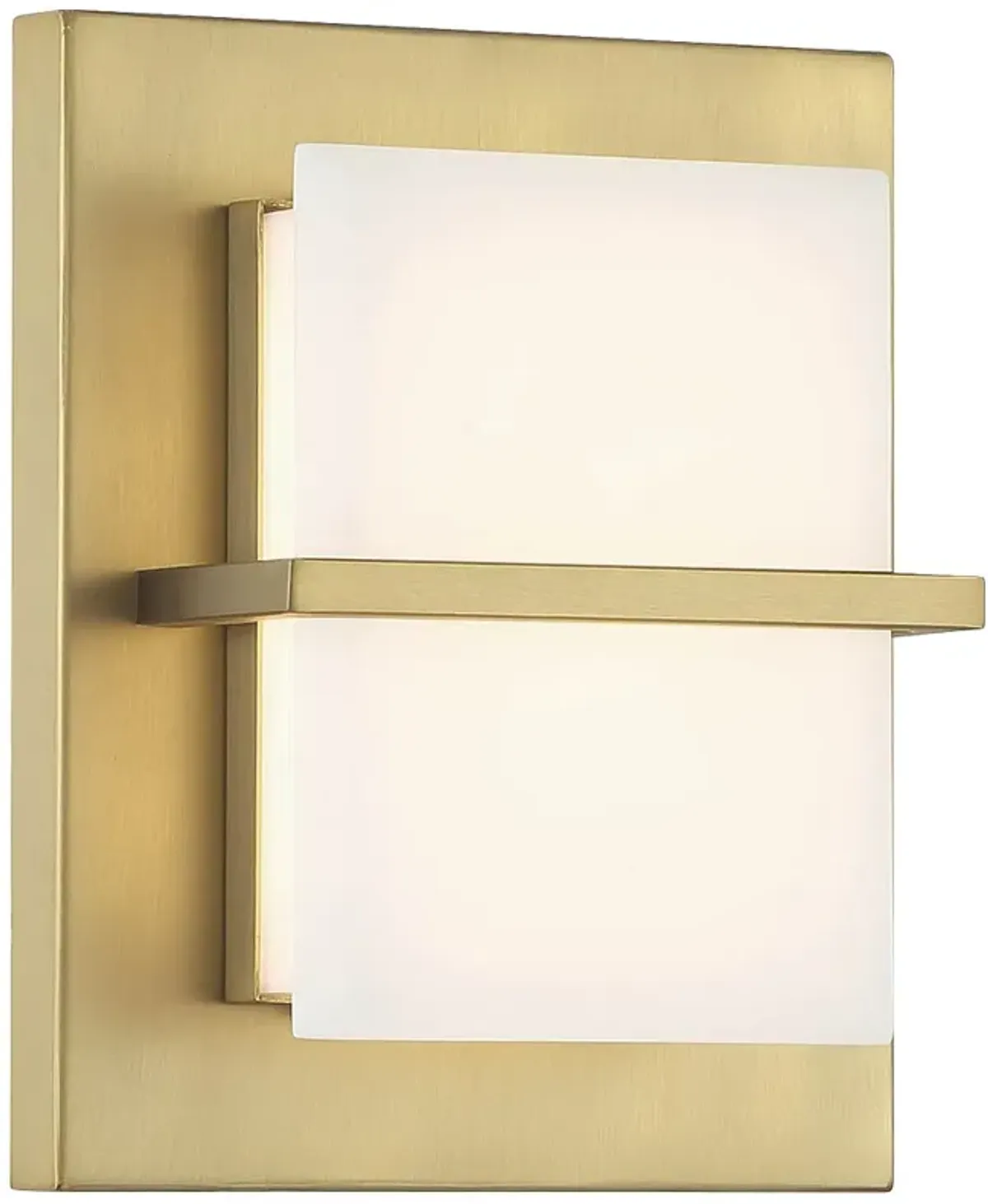 Minka Lavery Tarnos LED 8-in Soft Brass Wall Sconce with Alabaster Shade