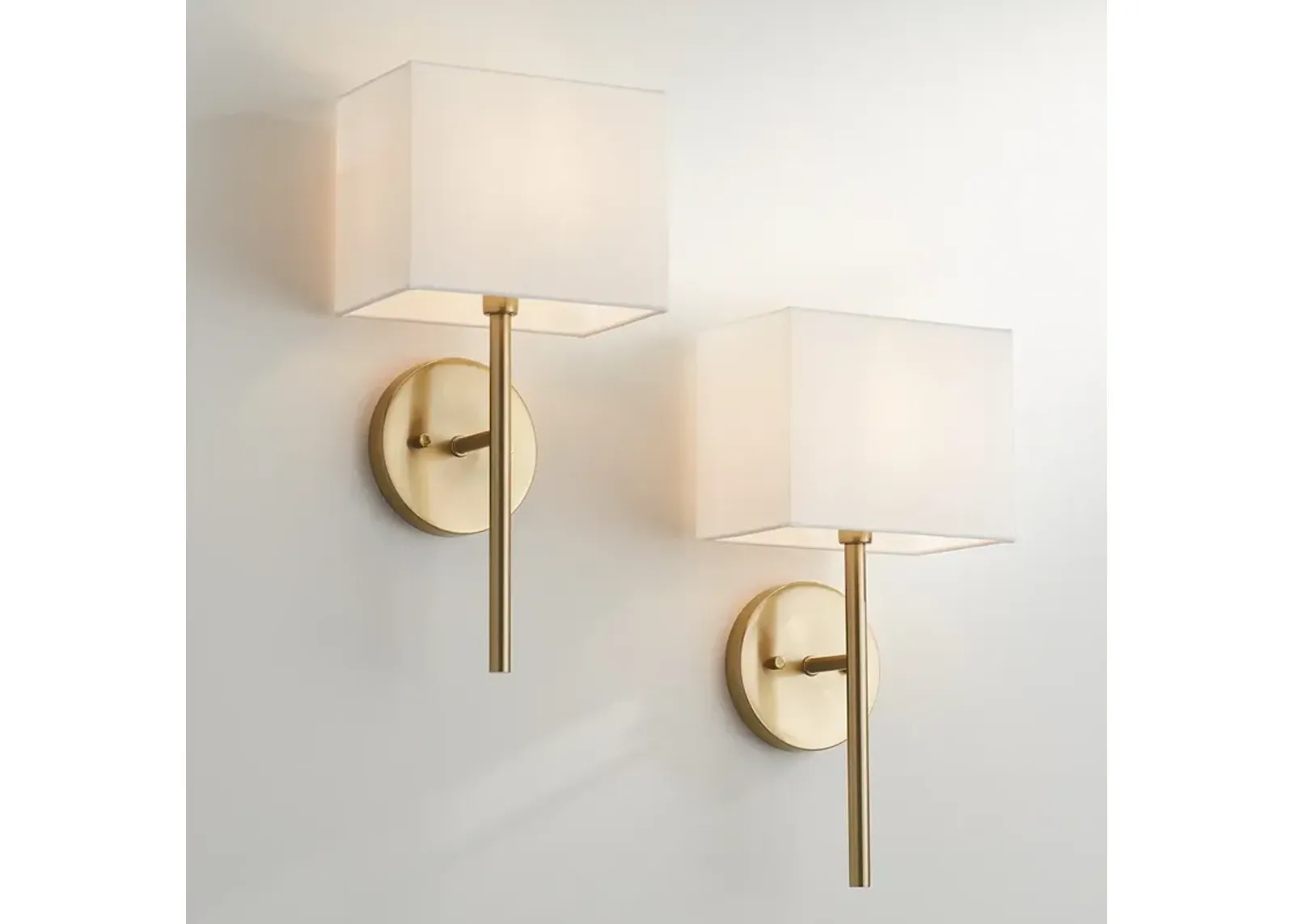 Possini Euro Favreau 16 1/4" High Warm Brass Wall Sconce Set of 2