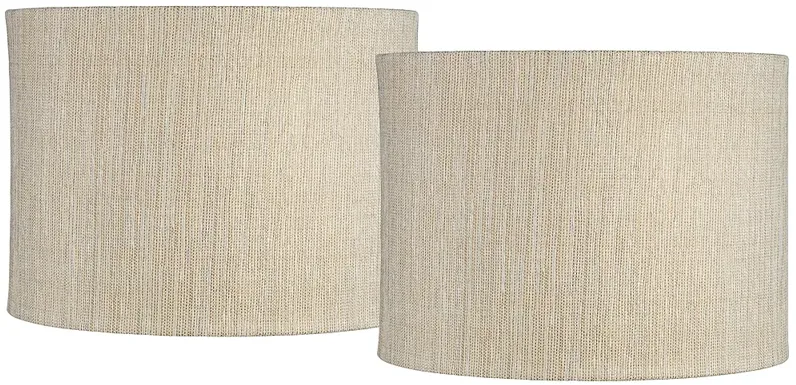 Gold Silver Weave Set of 2 Drum Shades 15x15x11 (Spider)