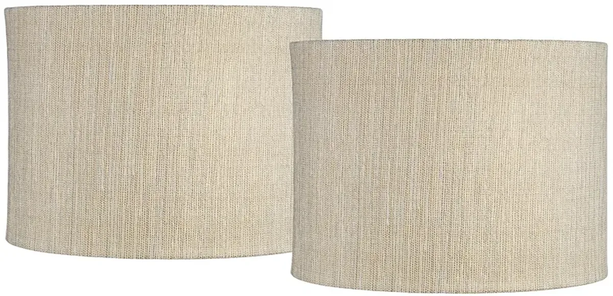 Gold Silver Weave Set of 2 Drum Shades 15x15x11 (Spider)