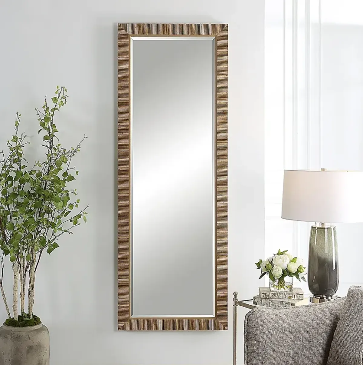 Noble Park Hazel 25" x 70" Natural Wrapped Wall/Floor Mirror