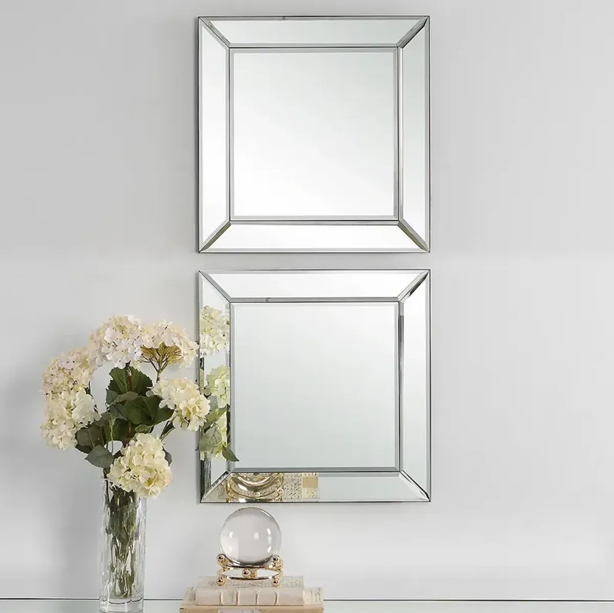 Noble Park Laguna 22" Square Frameless Wall Mirrors Set of 2