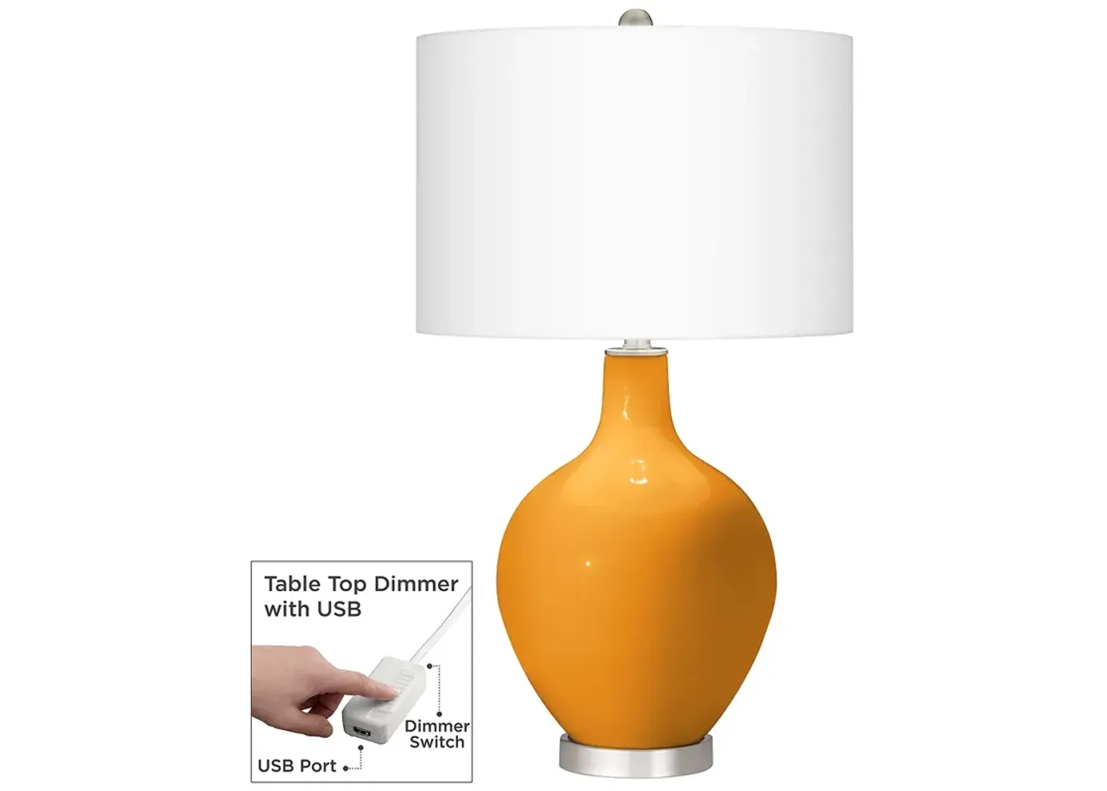 Color Plus Ovo 28 1/2" Carnival Orange Table Lamp with USB Dimmer