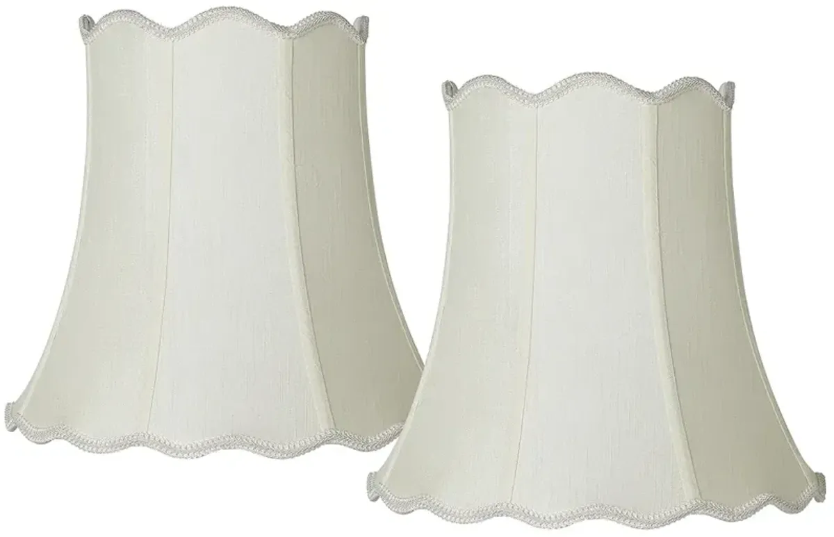Springcrest Creme Scallop Bell Lamp Shade 10x16x15 (Spider) Set of 2