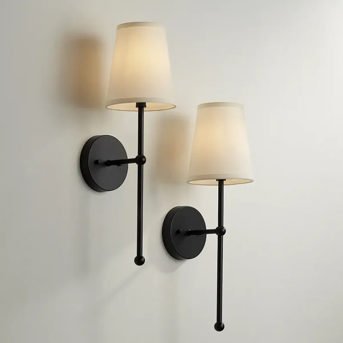 Possini Euro Elena 21" High Matte Black Wall Sconce Set of 2