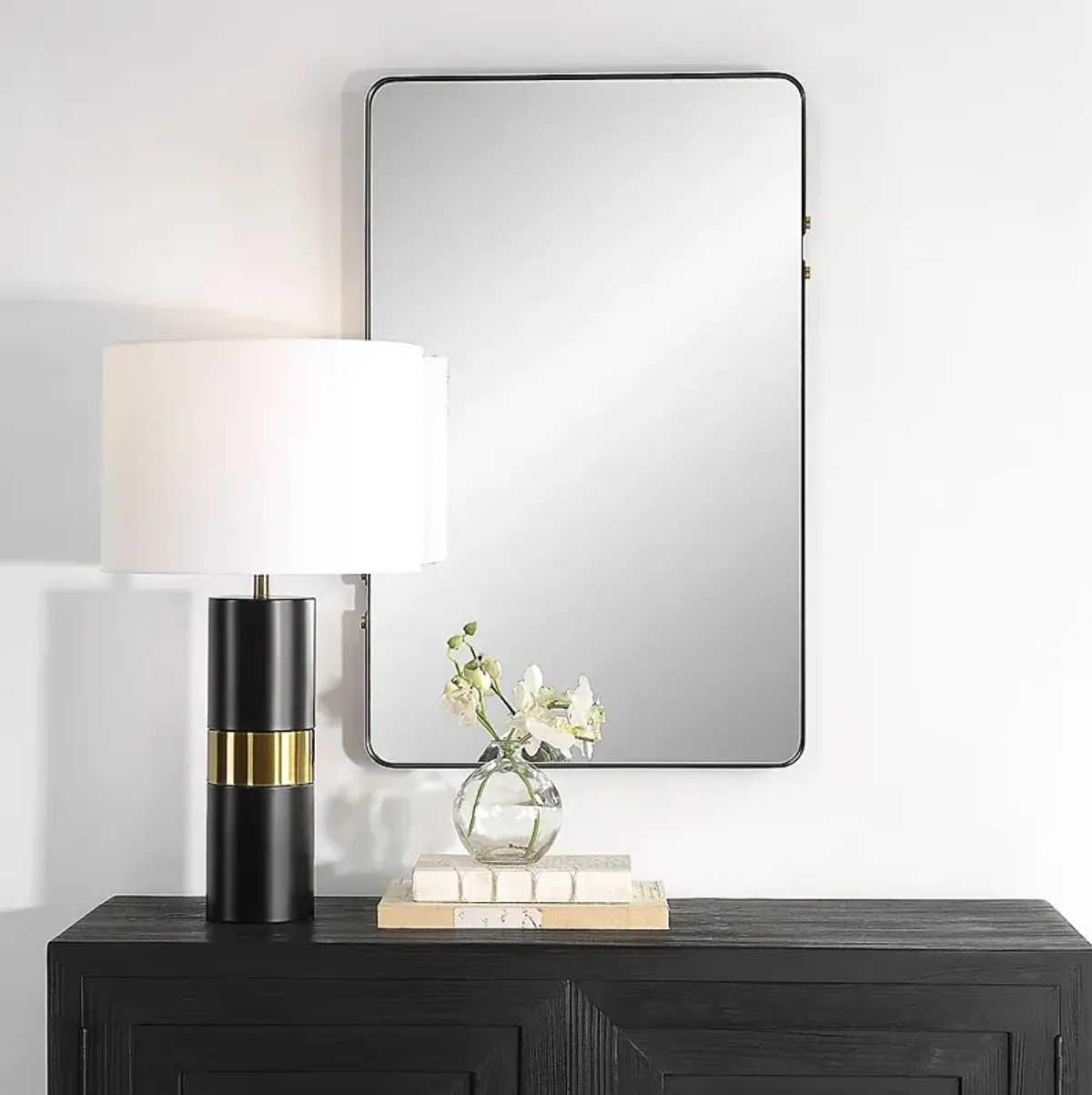 Noble Park Lumiere Matte Black 20 1/2" x 32 1/4" Wall Mirror