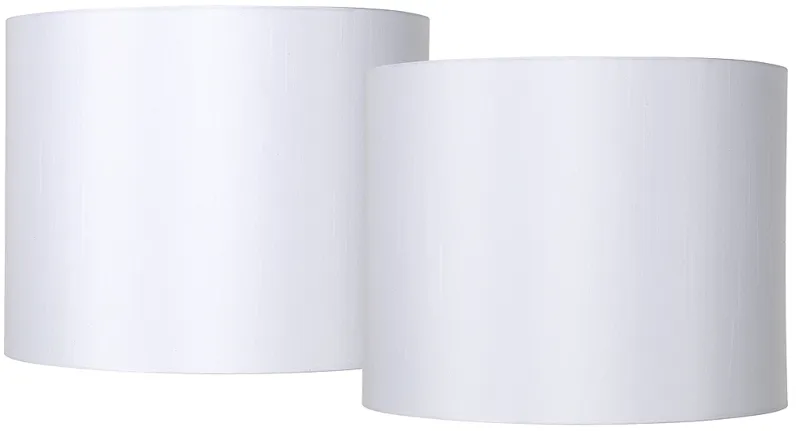 White Hardback Drum Lamp Shade 14x14x11 (Spider) Set of 2