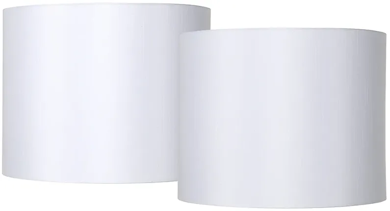 White Hardback Drum Lamp Shade 14x14x11 (Spider) Set of 2