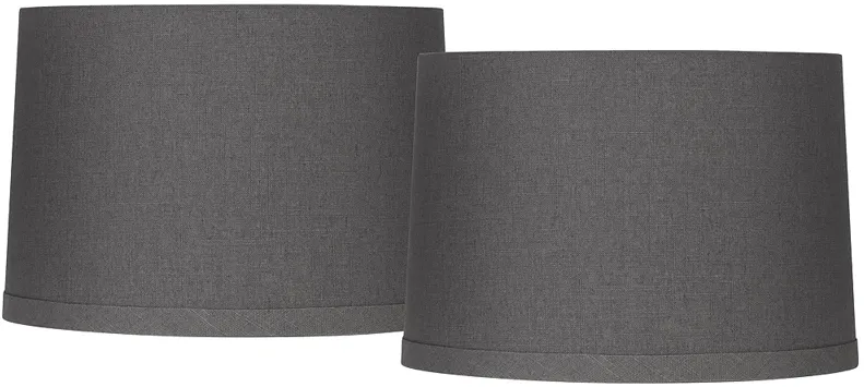 Gray Linen Set of 2 Drum Lamp Shades 15x16x11 (Spider)