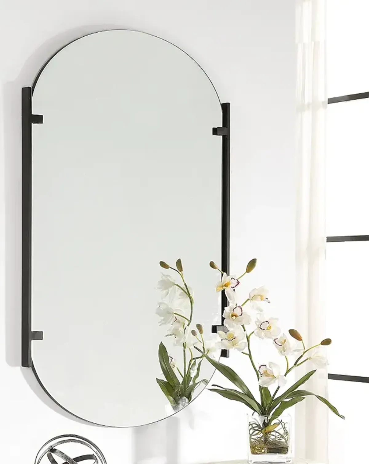 Noble Park Kellan Satin Black 23 1/4" x 38" Wall Mirror
