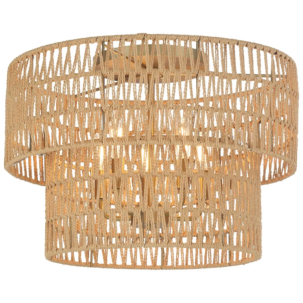 Bungalow Heaven 20"W Soft Brass Papyrus Rope Ceiling Light