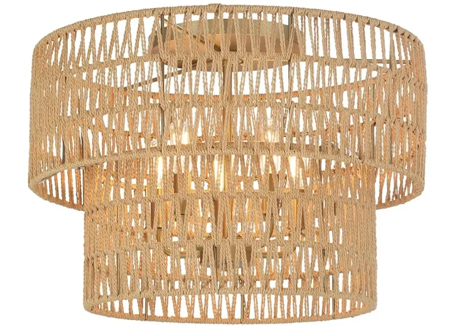 Bungalow Heaven 20"W Soft Brass Papyrus Rope Ceiling Light