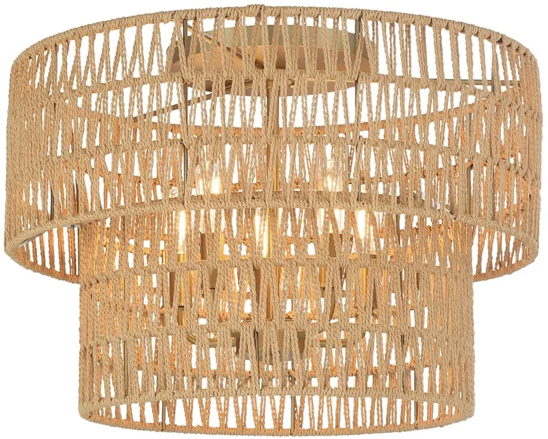 Bungalow Heaven 20"W Soft Brass Papyrus Rope Ceiling Light